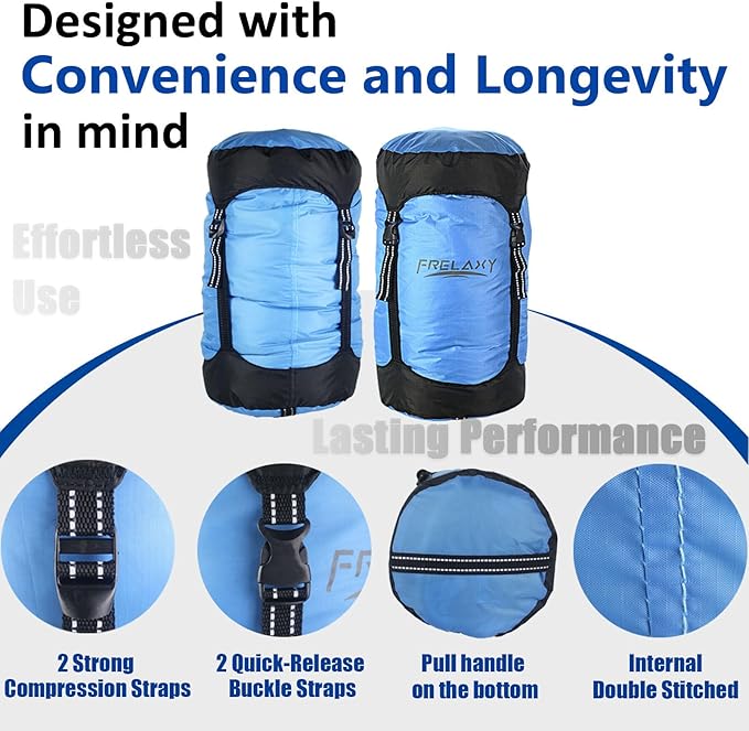 Frelaxy Compression Sack, 40% More Storage! 11L/18L/30L/45L/52L Compression Stuff Sack, Water-Resistant & Ultralight Sleeping Bag Stuff Sack - Space Saving Gear for Camping, Hiking