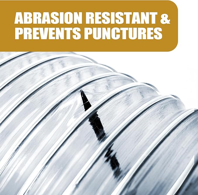 2 1/2" x 10' Dust Collection Hose, Puncture Resistant PVC Dust Collection Hose with Carbon Steel Wire Coil - Flexible Clear PVC for Dust Collectors