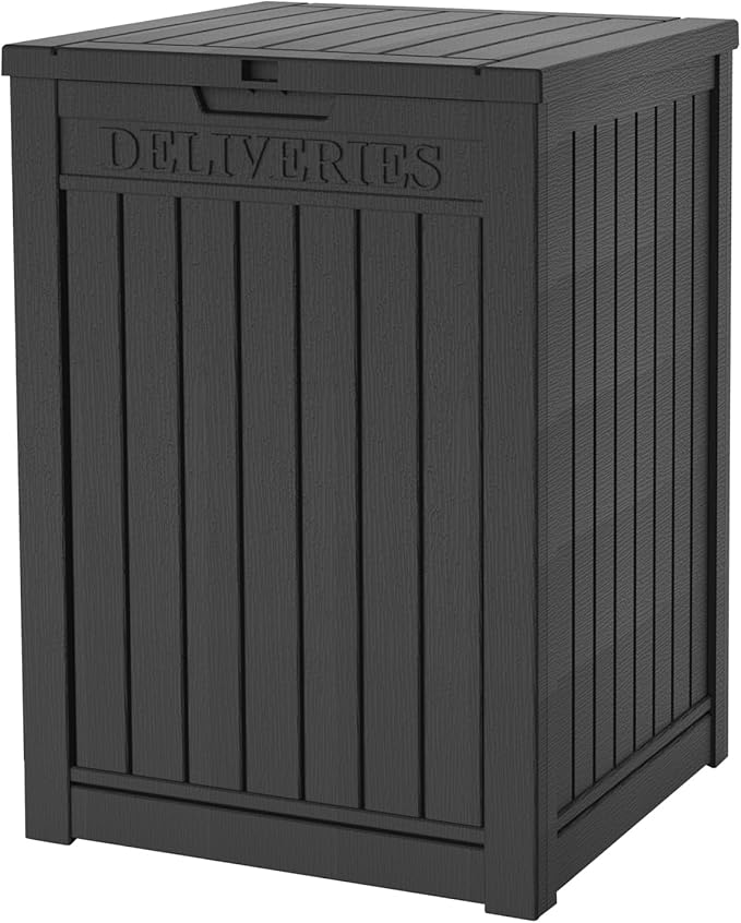 55 Gallon Outdoor Storage Box, Waterproof Resin Deck Box for Patio, Pool, and Garden, Lockable Bin for Cushions, Tools, and Accessories, UV-Resistant, Black