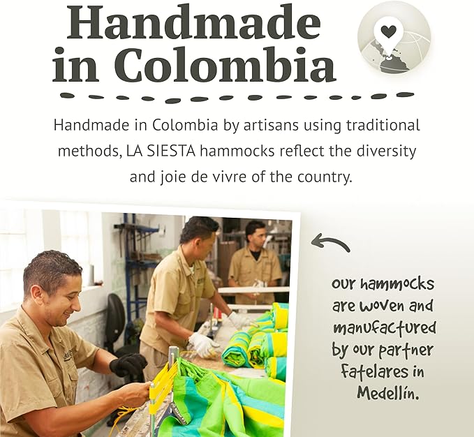 LA Siesta Brisa Classic Hammock with Suspension Kit for Walls, Ceilings, & Square Beams, Handmade, Weather-Resistant, Tear-Resistant Hammock for Indoors & Outdoors, Size-Double - Vanilla