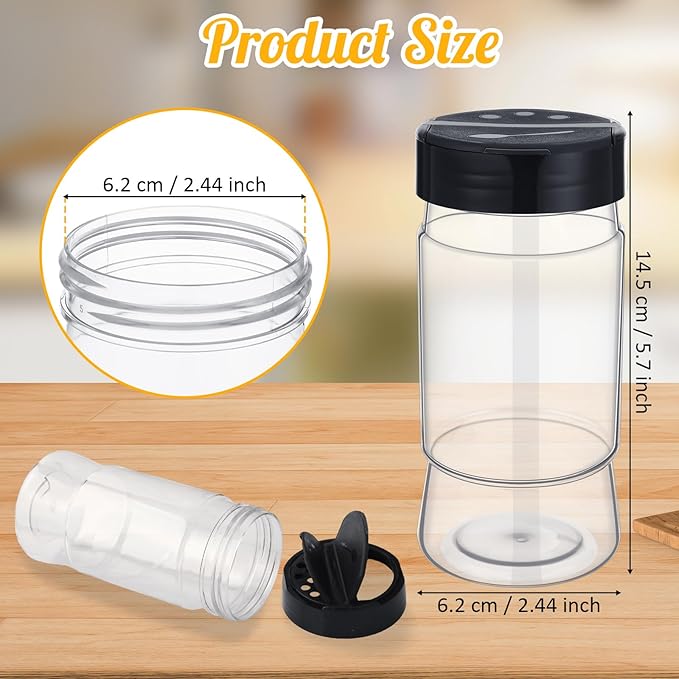 30 Pack 10.1 oz Plastic Spice Jars with Shaker Lids Clear Seasoning Containers Bottles for Kitchen Storing Spice Herbs Seasoning Powders