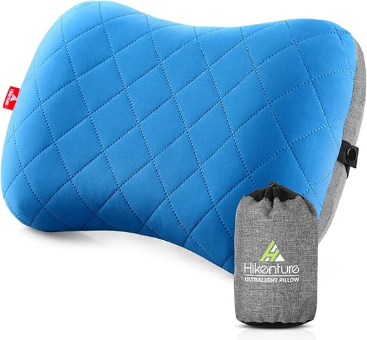 Hikenture Camping Pillow with Removable Cover - Ultralight Inflatable Pillow for Neck Lumbar Support - Upgrade Backpacking Pillow - Washable Travel Air Pillows for Camping, Hiking, Backpacking