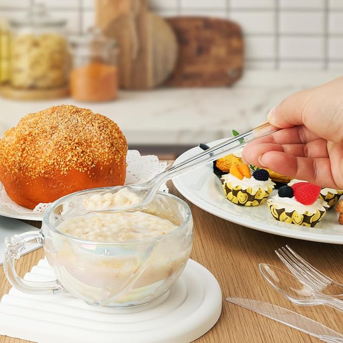 1500 Count Clear Plastic Spoons Bulk - Plastic Silverware Spoons Heavy Duty, Premium Disposable Spoons, BPA-Free, Heat Resistant, Suitable for Parties, Events, and Everyday Use