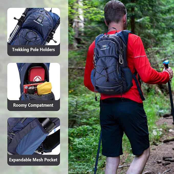 Insulated Hydration Backpack Pack with 2L Water Bladder Lightweight 22L Hiking Backpack Bag for Women Men Daypack for Hiking Running Festival Camping Biking