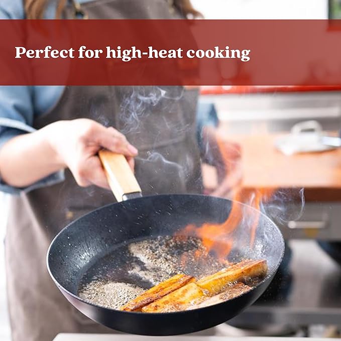 Alva Forest 8" & 11" Seasoned Blue High Carbon Steel Pan Set Natural Non Stick Frying Pans Non Toxic PFAS PFOA PTFE Free Carbon Steel Frying Pans Healthy Nonstick Pan Safe in All Stovetop & BBQ