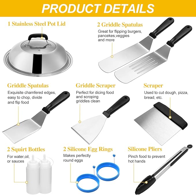 Griddle Accessories Compatible with Blackstone and Camp Chef, Flat Top Griddle Scraper Tool with Melting Dome for Outdoor Cooking, Grill Accessories