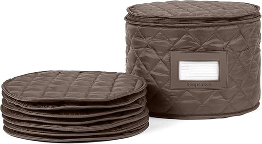 Covermates Keepsakes - Dish Storage - Padded Protection - ID Window - Stain Resistant - Machine Washable - China Storage, Bronze