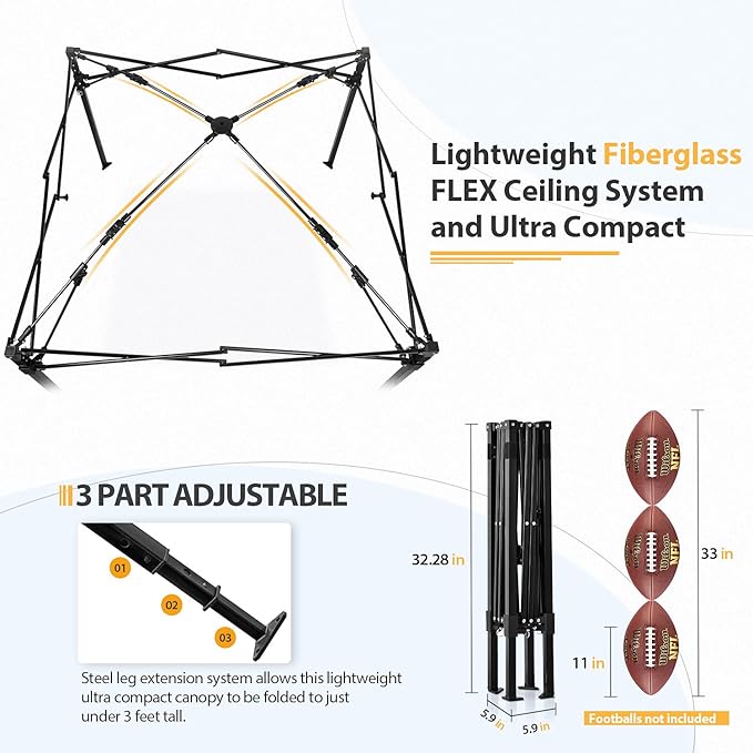 EAGLE PEAK Flex Ultra Compact 4x4 Pop-up Canopy, Sun Shelter, Changing Room, Portable Privacy Canopy Cabana for Pool, Fashion Photoshoots, or Camping, Yellow/Orange