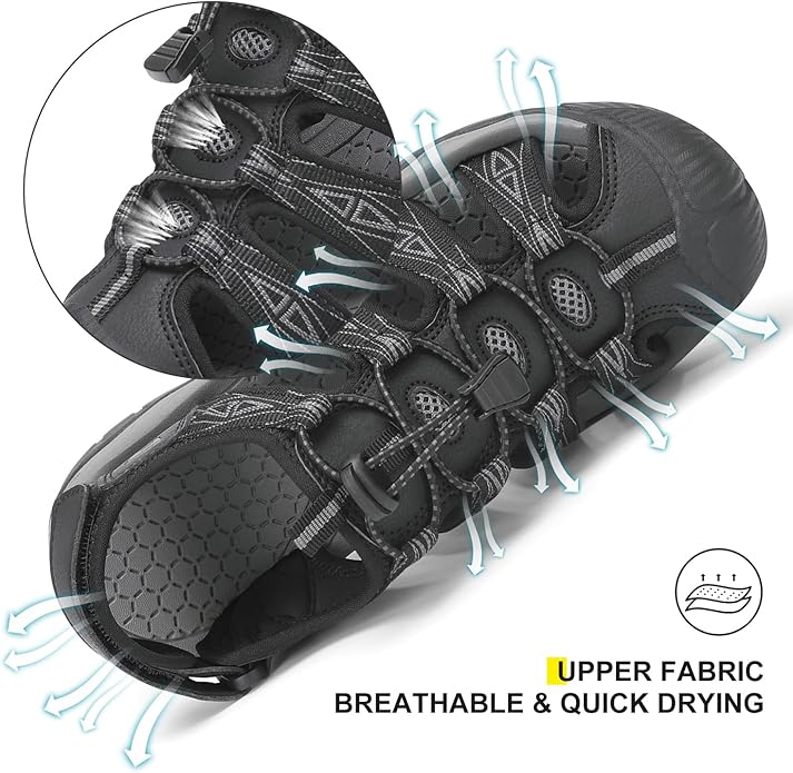 Dannto Women's Sport Hiking Sandals Closed Toe Outdoor Athletic Walking Sandal Lightweight Summer Water Shoes