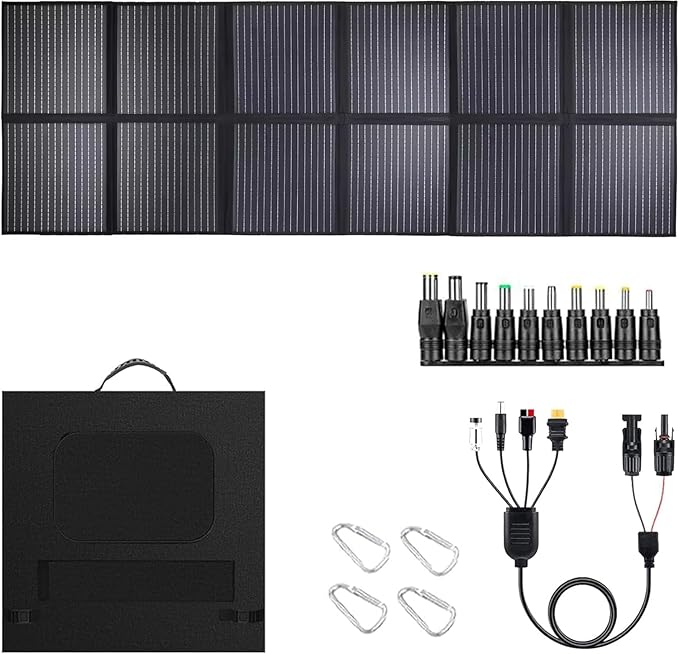 600 Watt Portable Solar Panel, Lightweight Foldable Solar Panel 25.8% High Efficiency Folding Panel Solar IP68 Waterproof for Power Station Camping Off-Grid