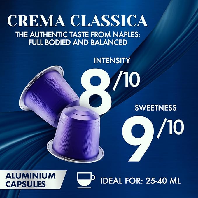 Caffe Borbone Aluminum Coffee Pods Compatible with Nespresso Original Machines, Crema Classica, Medium Roast, Rich and Velvety, Genuine Italian Coffee - 50 Count