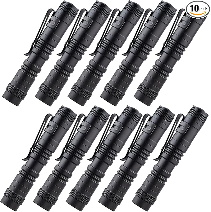 Beieverluck 10 Pack Small Mini LED Flashlight Pocket Flashlight Pen Light Flashlight Tactical Flashlight with Clip Flashlights for Camping Outdoor Emergency Inspection Fathers Gifts for Dad Husband