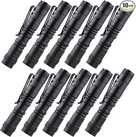 Beieverluck 10 Pack Small Mini LED Flashlight Pocket Flashlight Pen Light Flashlight Tactical Flashlight with Clip Flashlights for Camping Outdoor Emergency Inspection Fathers Gifts for Dad Husband
