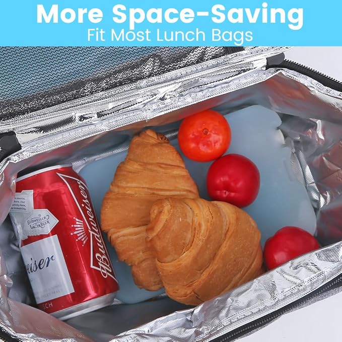 Bodaon Ice Packs for Lunch Boxes, Lunch Cooler Bag, Reusable Small Lunch Box Ice Pack for Cooler, Lunchbox Accessories, Lunch Bag Freezer Long Cold Blue Ice Packs Blocks for Coolers, Kids, Adults