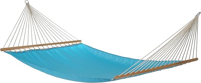 Fab Habitat Solid Recycled Polyester Hammock - Fargo - Blue - Indoor/Outdoor, Quick Dry, 2 Person 460 lbs Capacity - Patio, Poolside, Backyard, Garden, Beach, Balcony - 12-14 ft Adjustable