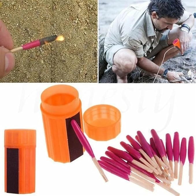 Waterproof Matches Survival Kit,Stormproof Matches with Case,20pcs Stormproof Fire Starter,20 pcs/Barrel Matches,Emergencys Fire Starter Matches for Hiking Camping Outdoor Surviva