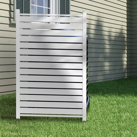 LILYPELLE 38in W x 60in H Air Conditioner Fence, 1 Panel PVC Outdoor Privacy Screen with Metal Stakes, Outside Trash Can Pool Equipment Enclosure Panels Decorative Fences