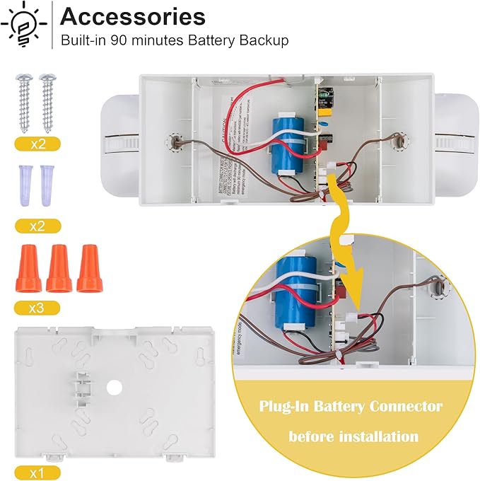 GRUENLICH LED Commercial Emergency Light with Dual Head and Backup Battery, US Standard, AC 120-277V, Hardwired Emergency Light Fixtures for Business Office Power Outages, 2-Pack