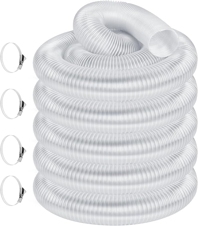 4" x 50' Heavy PVC Dust Collection Hose,Flexible Clear Debris and Fume Collection Hose with Stainless Steel Hose Clamps for Dust Collectors with 4" Ports, Ideal for Shop Vacuums