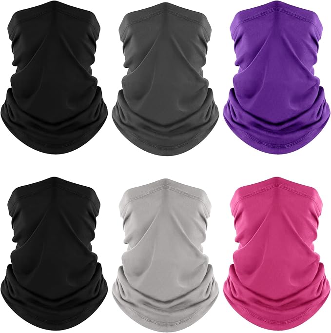 Fuinloth Neck Gaiter, 6 Pack Cooling UV Protection Bandana Buff Face Mask Gator Scarf for Men Women