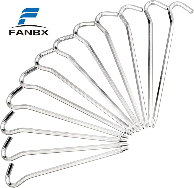 Tent Pegs - Aluminium Tent Stakes Pegs with Hook - 7’’ Hexagon Rod Stakes Nail Spike Garden Stakes Camping Pegs for Pitching Camping Tent, Canopies