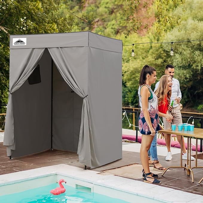 EAGLE PEAK Flex Compact 5x5 Pop-up Canopy Changing Room, Portable Privacy Dressing Room for Indoor Fashion Photoshoots, Camping, or Pool, Gray