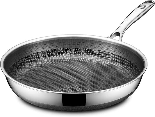 12in Nonstick Frying Pan - Stainless Steel Skillet, Dishwasher & Oven Safe, Compatible with Induction & Gas Stoves, Non-Toxic & Easy to Clean