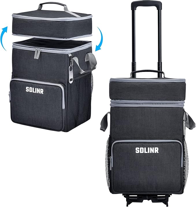 72-Can Large Rolling Cooler, Leakproof Insulated Soft Cooler Bag with Wheels and Handle Collapsible for Beach Camping Patio Travel Outdoor