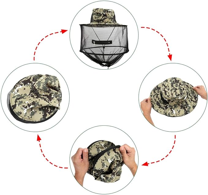 CozyCabin Mosquito Head Net Hat with Removable Mesh Hidden Netting, Design for Outdoor Fishing Gardening