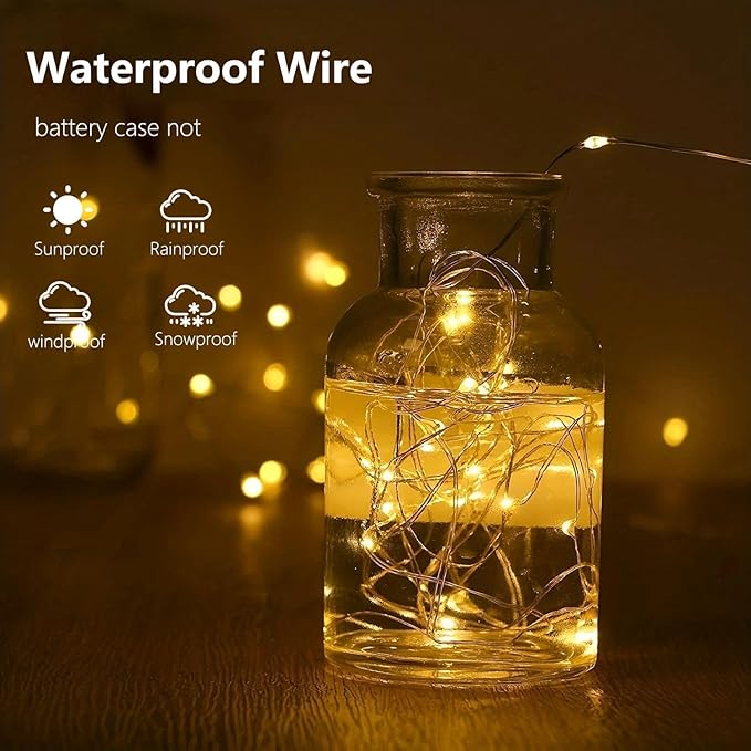 6-Pack Fairy Lights Battery Operated with Timer, Waterproof 16FT 50 LED String Lights Indoor Outdoor, Cuttable Starry Fairy Lights for Christmas Home Bedroom Wedding DIY Centerpiece Decor (Warm White)