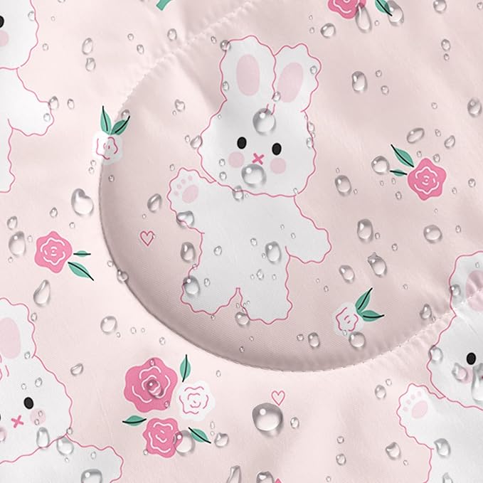 AILONEN Pink Lovely Rabbit Sleeping Bag for Girls Kids Adults,Warm and Cool Weather,Lightweight,Waterproof Backpacking,Cartoon Flowers Printed Bunny Sleeping Bag for Camping