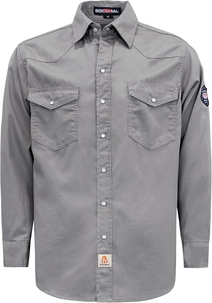 BOCOMAL FR Shirts 6.25oz Lightweight Welding Shirts Flame Resistant Men's Fire Retardant Shirt