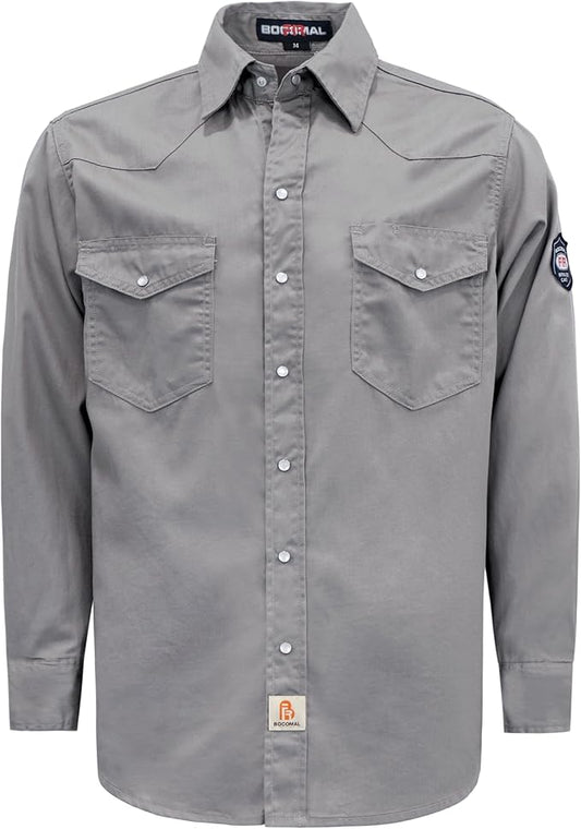 BOCOMAL FR Shirts 6.25oz Lightweight Welding Shirts Flame Resistant Men's Fire Retardant Shirt