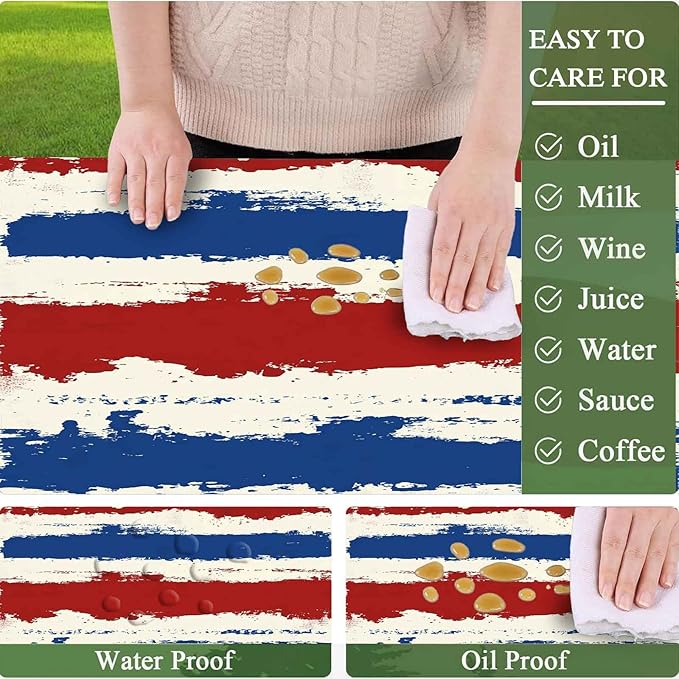 CAPSCEOLL Elastic Picnic Table Cover with Bench Covers 5Ft Waterproof Fitted Picnic Table Cover Cloths for Outdoors Camping Tablecloth with Drawstring Bag, 60X30in, Red Blue