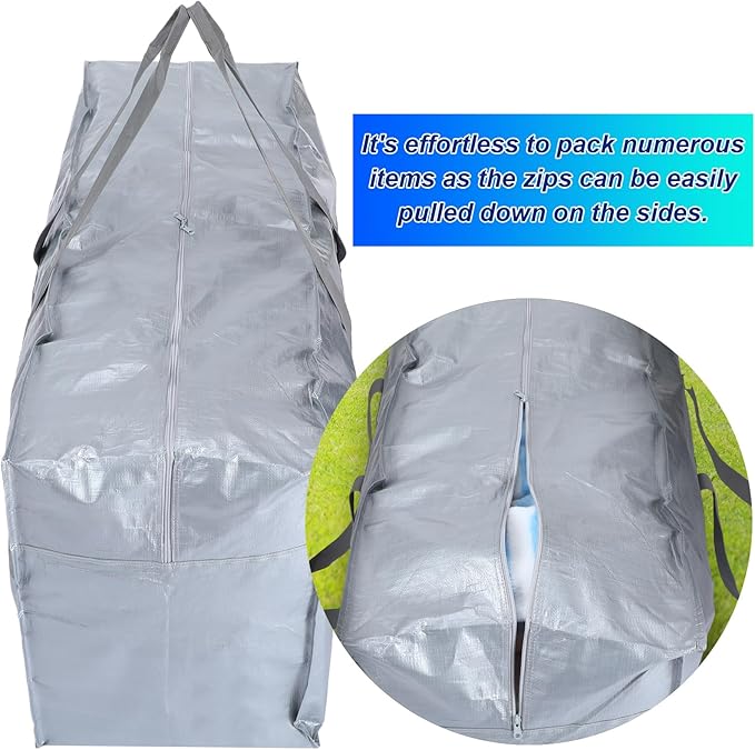 4 Pcs 66 Gallon Large Moving Bags with Zipper and Handles Foldable Storage Duffle Bags Heavy Duty Extra Large Totes for College Dorm Travel Clothes Blankets Bedding Moving (Silver)