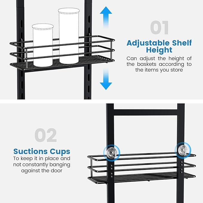 Adjustable 6-Tier Over the Door Pantry Organizer, Spice Rack, Narrow Hanging Shelf for Kitchen Storage and Organization