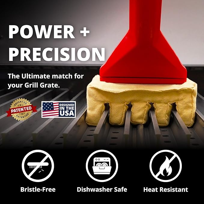 Grill Rescue BBQ Replaceable Scraper Cleaning Head, Bristle Free - Durable and Unique Scraper Tools for Cast Iron or Stainless-Steel Grates, Barbecue Cleaner (Grill Grate Brush with Scraper)