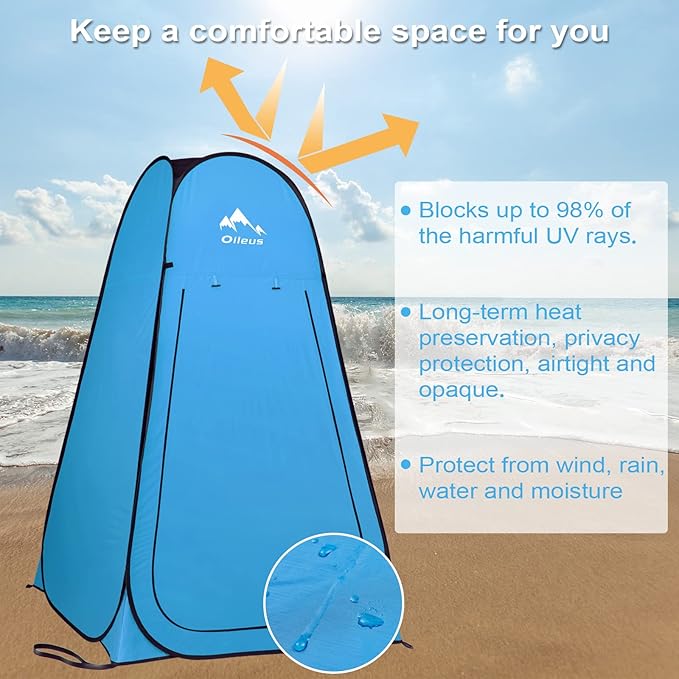Oileus Pop Up Privacy Tent - Portable Shower Tent, Beach Changing Room, Camp Toilet, Instant Privacy Shelter - Camping, Beach, Hiking, Fishing