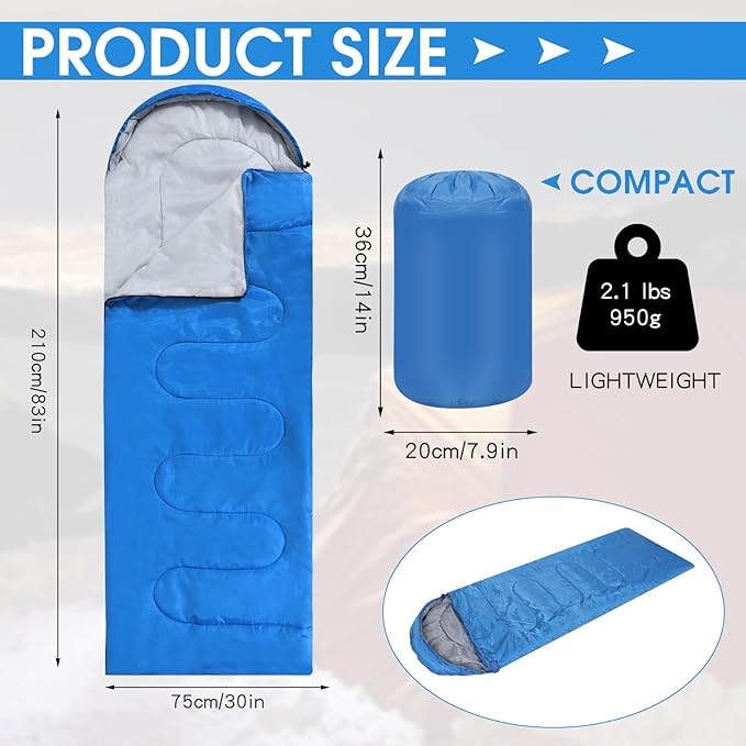 10 Pcs 0 Degree Camping Sleeping Bags Bulk for Adults Cold Weather Sleeping Bags 4 Season Warm Waterproof Lightweight with Compression Sack for Backpacking Hiking Travel Homeless