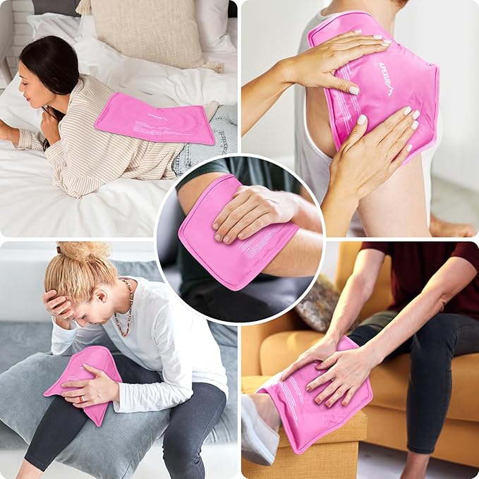 APEXUP Gel Ice Packs for Injuries Reusable, Flexible Double Sided Cold Packs for Injuries, Ice Pack for Knee, Shoulder, Back, Hip, Leg, Arm (Pink, S, 1PK)