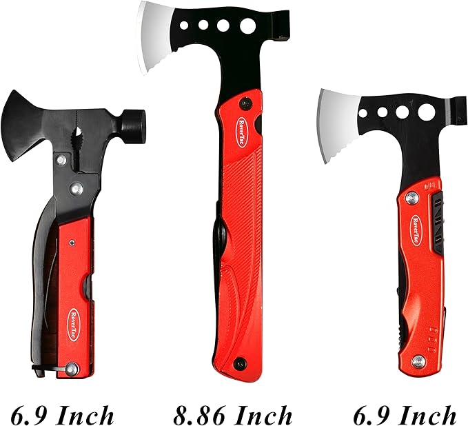 RoverTac Camping Hatchet Multitool Axe Survival Gear, 14-in-1 Multi Tool Axe Hammer Knife Saw Bottle Opener Fire Starter Whistle, Gifts for Men Dad Him, Perfect for Camping Survival Hiking Fishing
