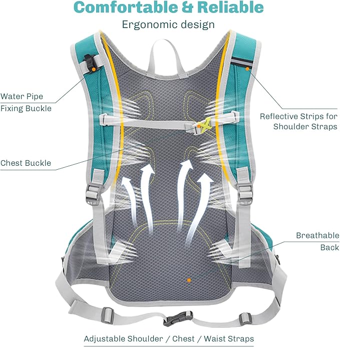 Hydration Backpack,Lightweight Hydration Pack with 1.5L Water Bladder, Water Backpack for Hiking Running, Biking