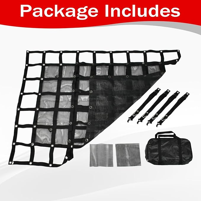 Heavy Duty 57" x 72" Truck Bed Cargo Net with Adjustable Cam Buckles & S-Hooks & Cross Strap,4.75' x 6' Cargo Net with 1500LBS Capacity for Pickup Truck Bed Trailer SUV Jeeps
