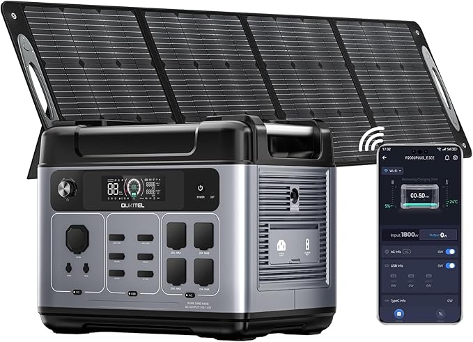 OUKITEL P2001 PLUS 2400W Solar Generator with 400W Solar Panel 2048Wh Power Station Fast Charging APP Control Emergency LiFePO4 Battery for Home Backup Camping RVs