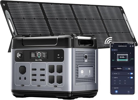 OUKITEL P2001 PLUS 2400W Solar Generator with 400W Solar Panel 2048Wh Power Station Fast Charging APP Control Emergency LiFePO4 Battery for Home Backup Camping RVs