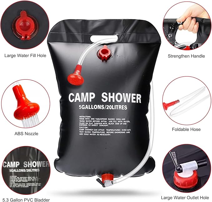 Pop Up Tent Upgrade Privacy Camping Shower Tent Portable Outdoor Sun Shelter for Outdoor Bathing Toilet Camping Biking Hiking Beach with 5.3 Gallon Shower Bag