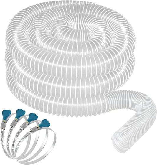 Heavy PVC Dust Collection Hose 2 1/2" x 20', Puncture Resistant PVC Dust Collection Hose with Carbon Steel Wire Coil for Woodworking, Workshops, Dust Collectors