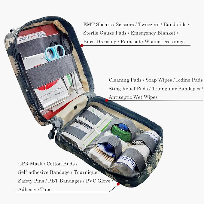 Carlebben EMT MOLLE Ifak Pouch Tactical MOLLE Medical First Aid Kit Utility Pouch ACU Camouflage