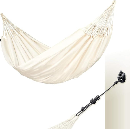 La Siesta® XL King Brisa Classic Hammock & CasaMount, Walls Ceilings Beams Suspension Kit - Indoor Outdoor Hammock Swing, Weather Resistant, Vanilla