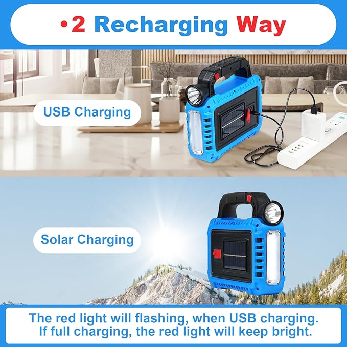 Lantern Camping Essentials Accessories Gear Solar Lights, LED Flashlight for Power Outages, Rechargeable Tent Lights for Emergency, Hurricane, Survival Kits, Operated Lamp